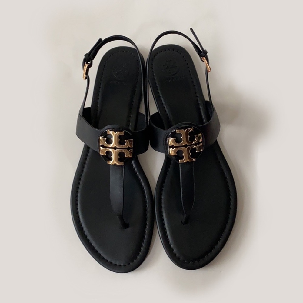 Tory Burch Claire Leather Flat Thong Sandal Black - Picture 5 of 15